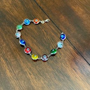 Silver 925 evil eye colorful bracelet